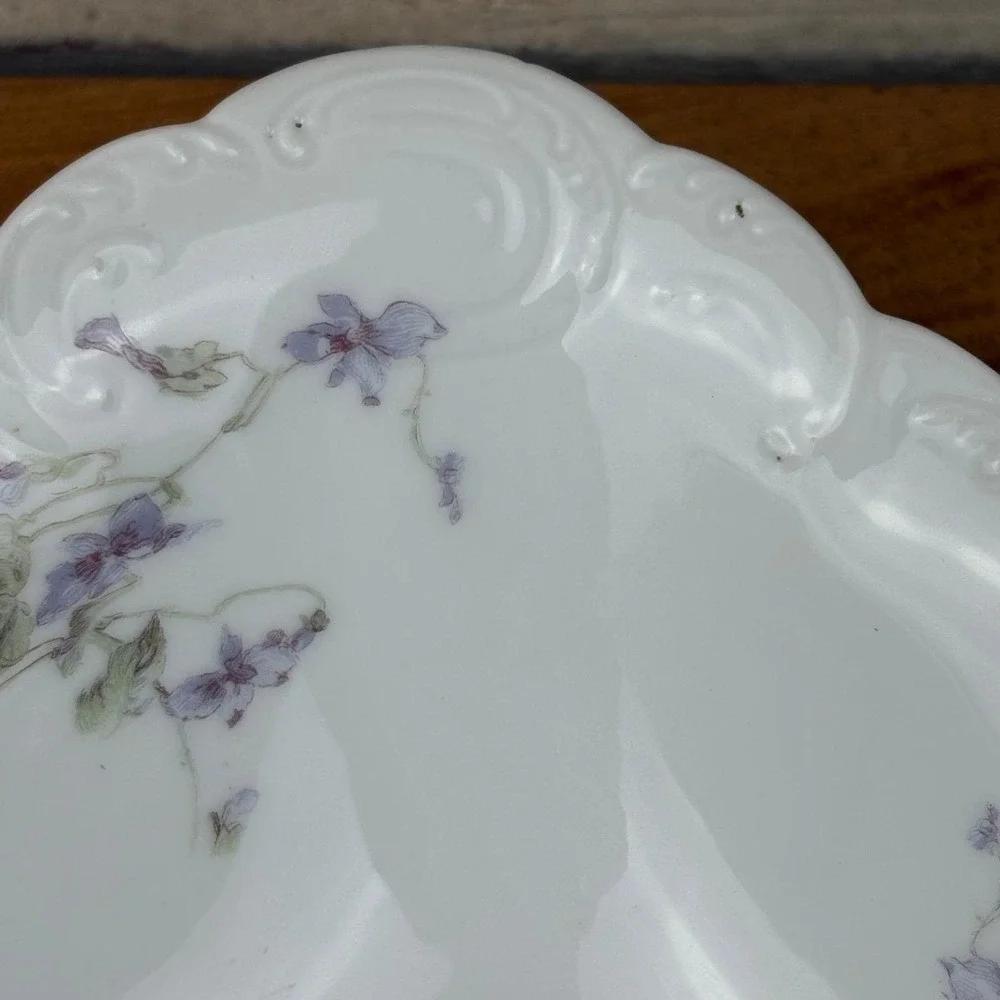 Antique Haviland & Co Limoges 1895 Violet Floral Rectangular Serving Dish France